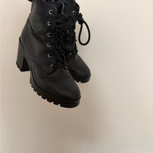 Black Lace-Up Ankle Boots